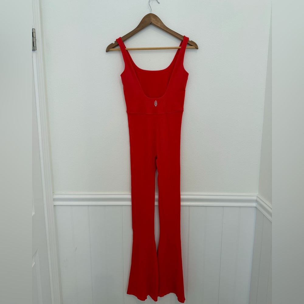 Free People FP Movement Rich Soul Flared Onesie, Red “Bittersweet” - Size XS/S - Picture 4 of 7
